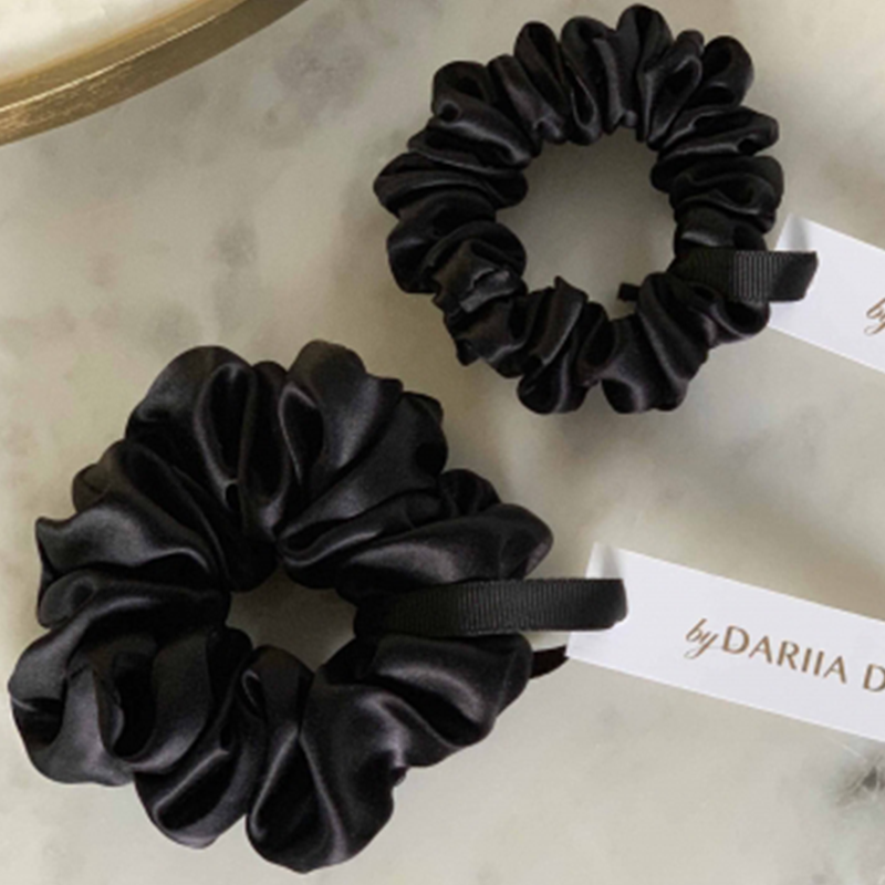 Scrunchie Postiche Partiel Cheveux Synthétique Noir - Haargummi Taille Moyenne Neuf