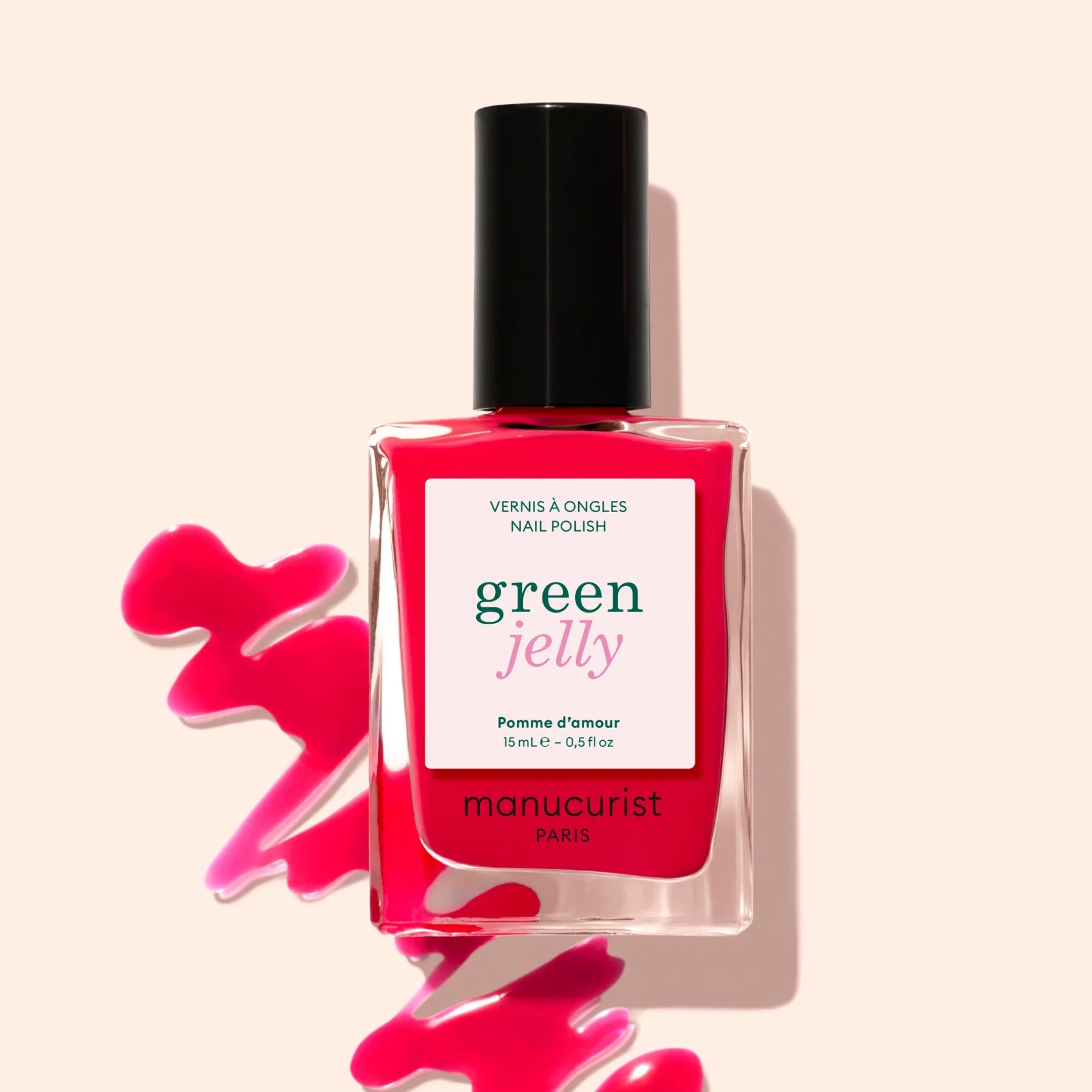 MANUCURIST Green™ Nagellack - Pomme d‘Amour Jelly -  Halbtransparenter, himbeerrosa Nagellack