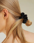 Set of 5 Scrunchies S - Midnight Black - Silver Grey - Blush Pink - Powder White - French Beige
