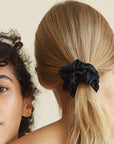 Set of 3 Scrunchies M - Midnight Black - Silver Grey - French Beige