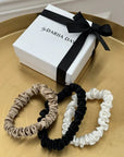 Set of 3 Scrunchies XS - Midnight Black - Powder White - French Beige