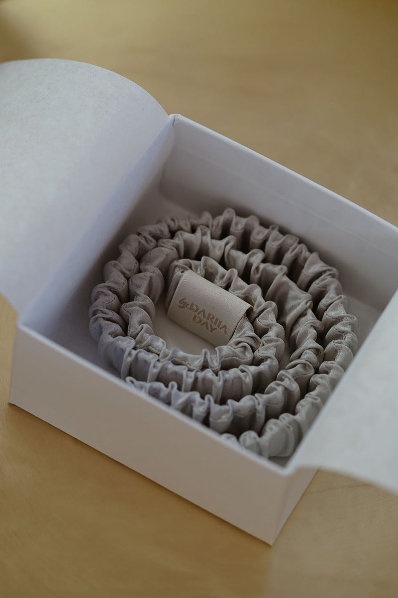 Silk Headband Silver Grey